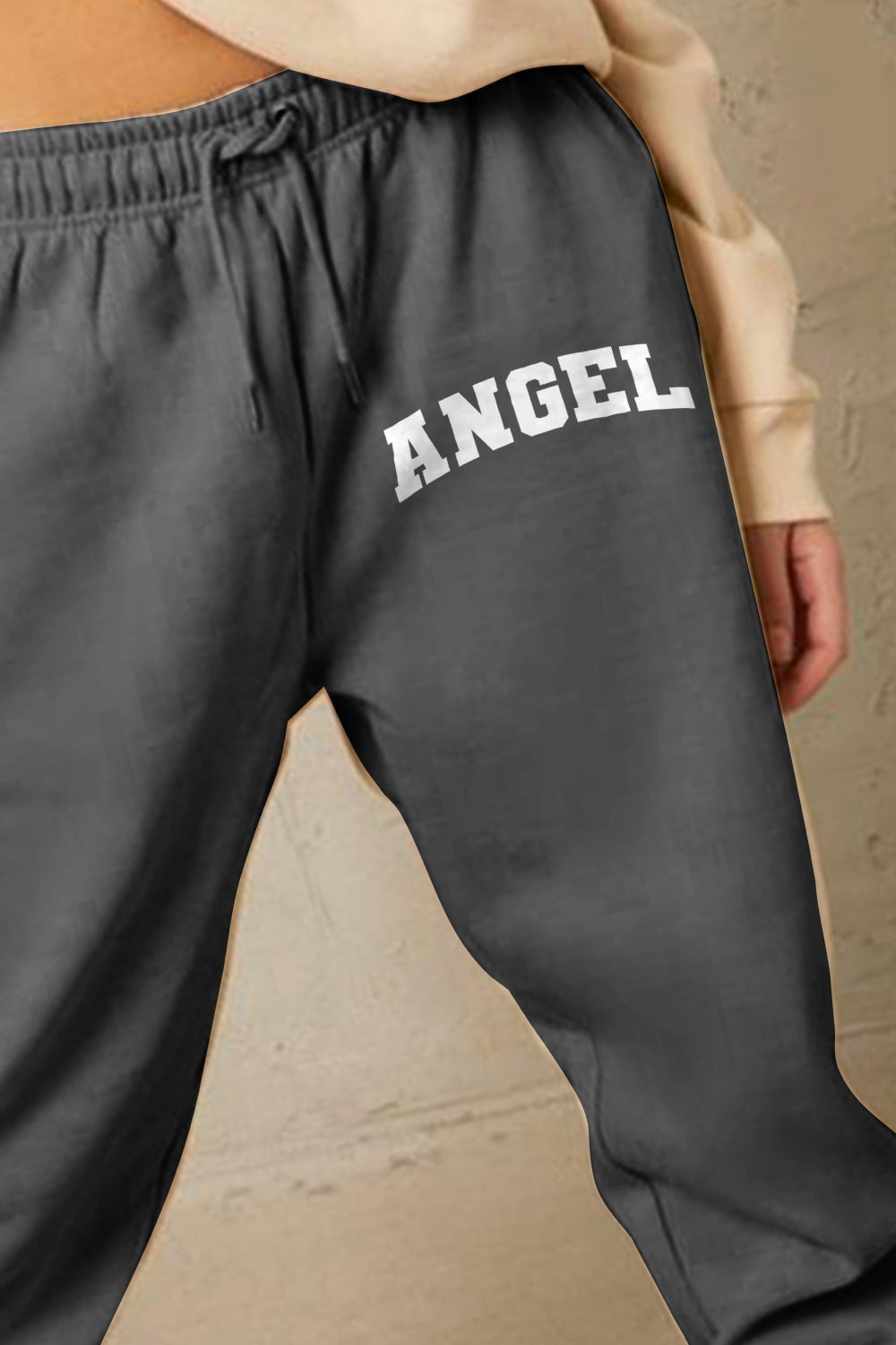 Simply Love Full Size Drawstring Angel Graphic Long Sweatpants