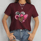 Heart Round Neck Short Sleeve T-Shirt