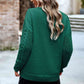 Cable-Knit Round Neck Drop Shoulder Sweater