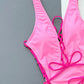 SO SUMMER Lace-Up Deep V Sleeveless One-Piece Swimsuit
