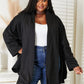 HEYSON Full Size Open Front Black Cardigan with Scarf Design