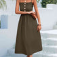 Decorative Button Spaghetti Strap Midi Dress