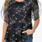 Printed Round Neck Curved Hem Blouse