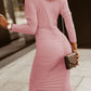 Ruched Surplice Long Sleeve Midi Dress