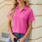 Pocketed Johnny Collar Short Sleeve Blouse