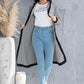 Button Up Contrast Trim Hooded Cardigan