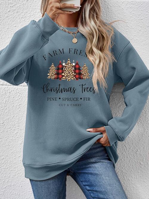 CHRISTMAS THEMED Graphic Round Neck Long Sleeve Sweatshirt