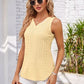Eyelet Decorative Button V-Neck Tank