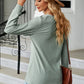 Full Size Notched Neck Long Sleeve Buttoned Blouse