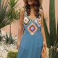Openwork Sleeveless Embroidery Dress