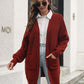 Open Front Rib-Knit Cardigan with Pockets
