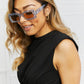 CUTIE Tortoiseshell Rectangle Polycarbonate Sunglasses