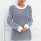 Striped Round Neck Long Sleeve Knit Top