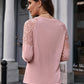 Lace Trim Round Neck Raglan Sleeve Tee