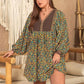 Women's TrulyMe Chartreuse Plus Size V-Neck Balloon Sleeve Printed Mini Dress