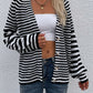 LakenLea Striped V-Neck Button-Down Cardigan