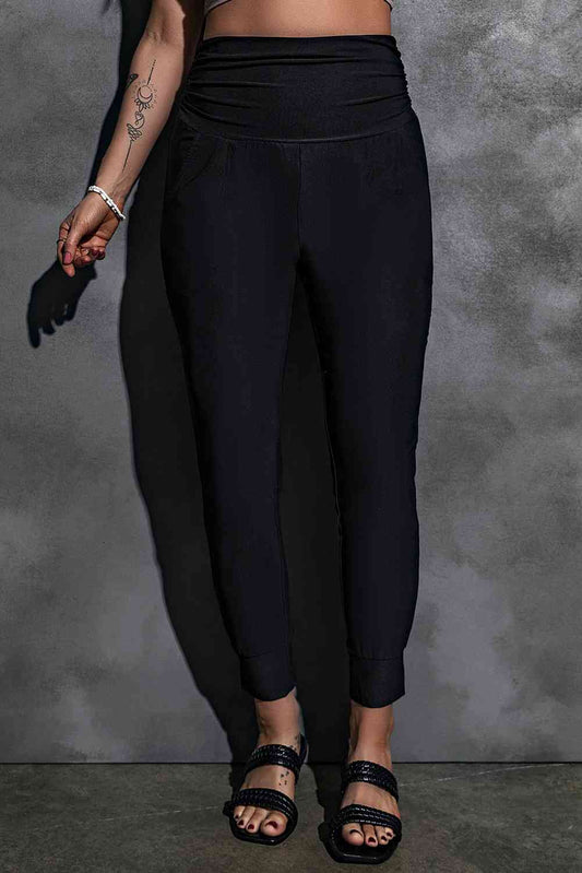 BasicBabe High-Rise Wide Waistband Joggers