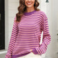 Striped Round Neck Dropped Shoulder Sweater