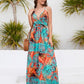 Printed Surplice Spaghetti Strap Dress