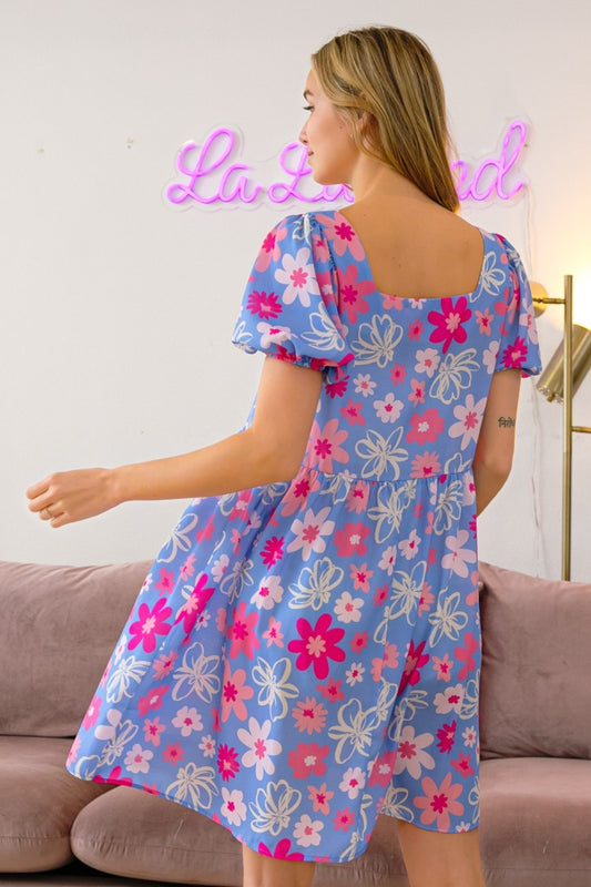 BiBi Floral Puff Sleeve Mini Dress - Brand BiBi