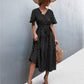 Women's Printed V-Neck Flutter Sleeve Belted Dress