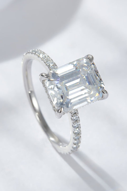 Women's Emerald Cut 4 Carat Moissanite Side Stone Ring