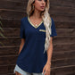 Glitter V-Neck Short Sleeve Tee Shirt
