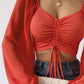 Drawstring Sweetheart Neck Cropped Top
