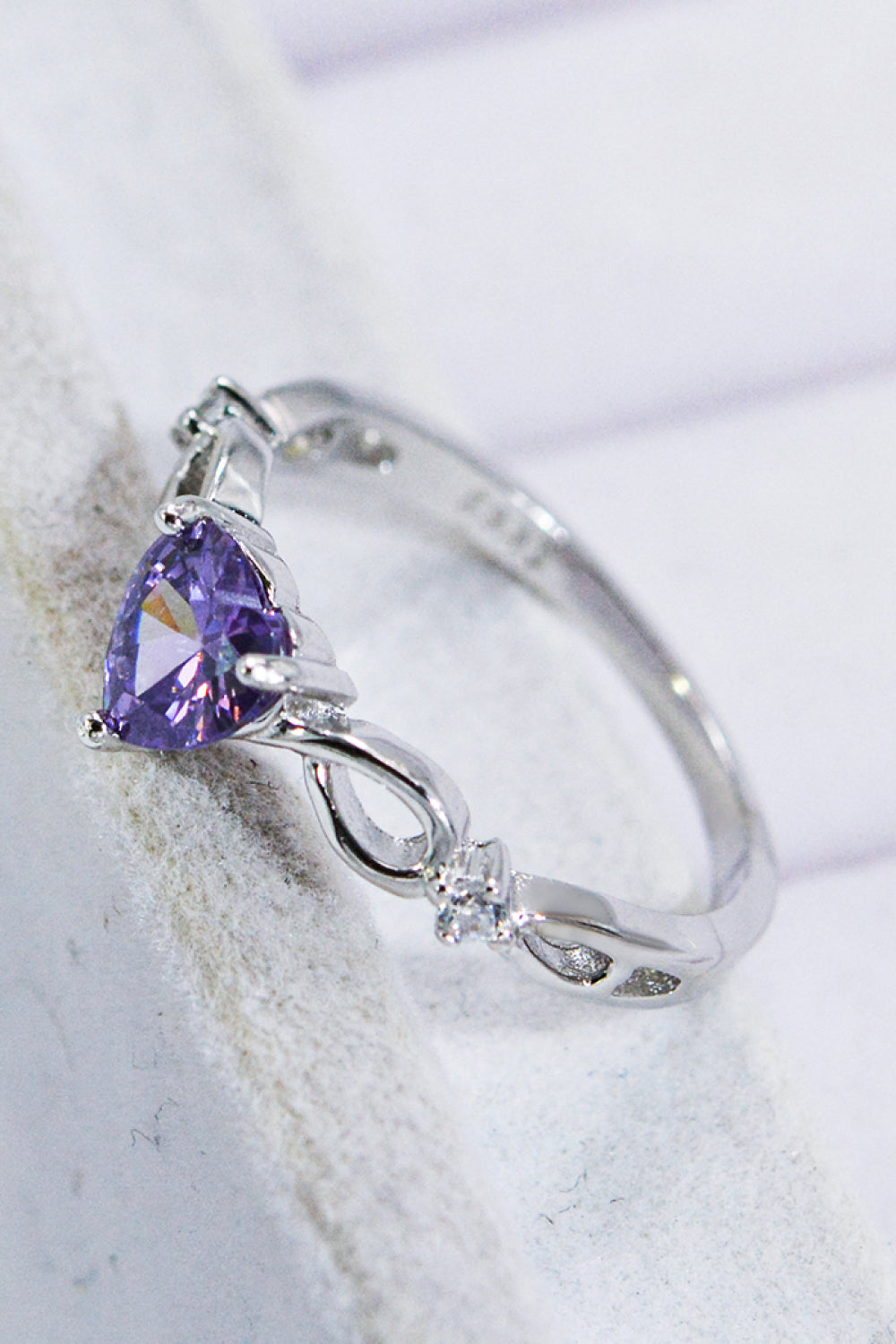 Women's Crystal Heart 925 Sterling Silver Ring