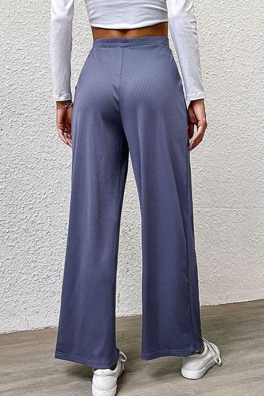 Women's Pleated Detail Wide-Leg Pants with Pockets