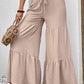 BustingWithBeauty Drawstring Waist Tiered Dust Storm Brown Flare Culottes