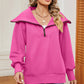 Half Zip Lantern Sleeve Sweatshirt