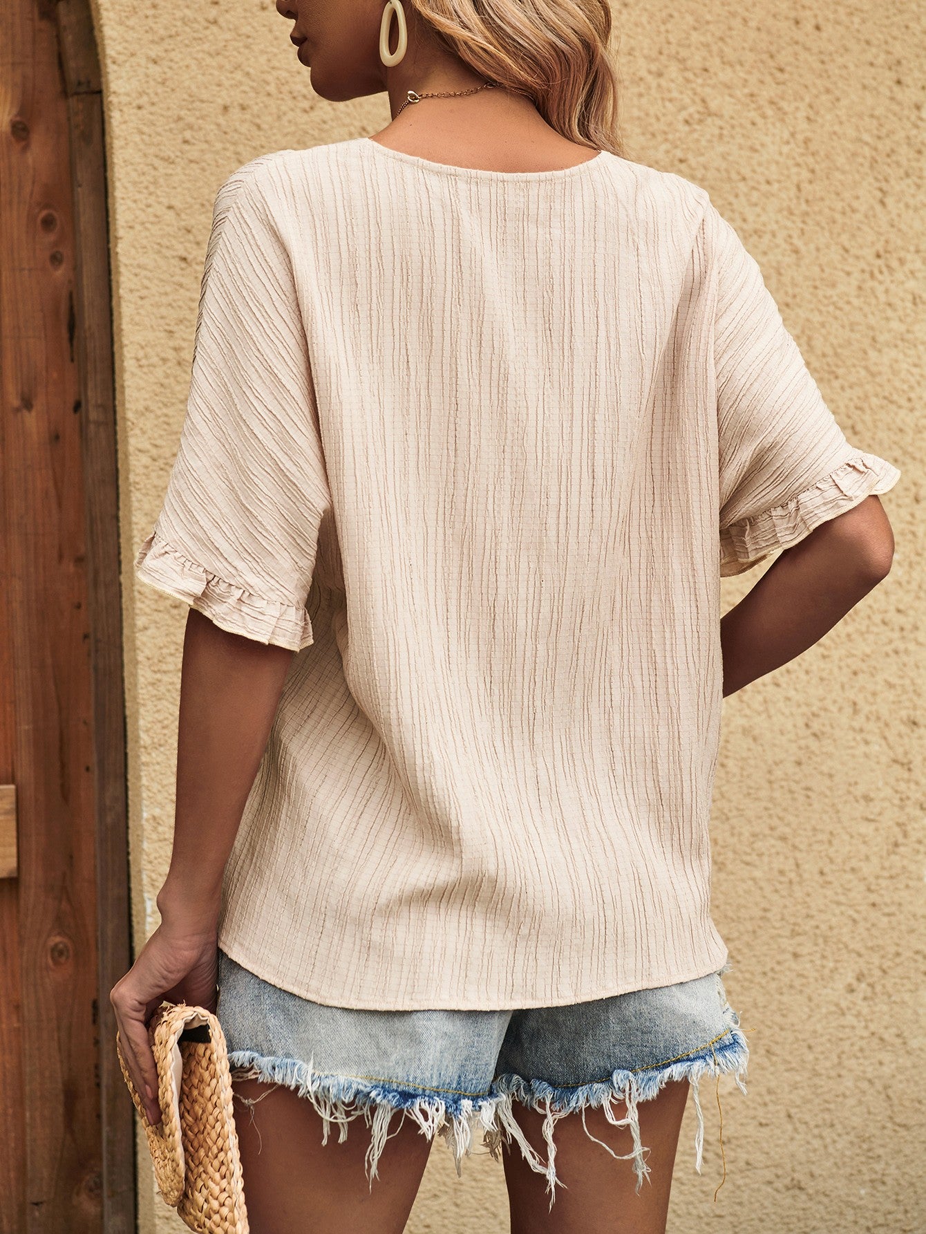 TRANQULSEA V-Neck Half Sleeve Blouse