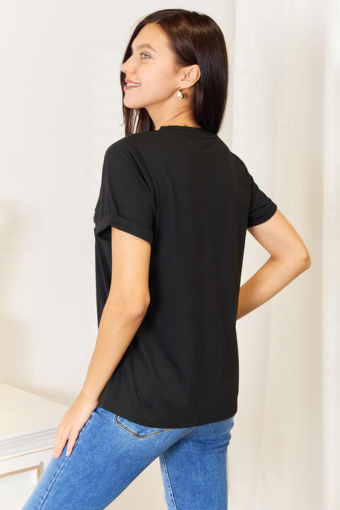Simply Love Slogan Graphic Cuffed Sleeve T-Shirt *