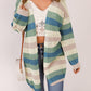 Full Size Striped Long Sleeve Openwork Cardigan