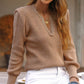 Notched Long Sleeve Sweater