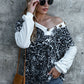 Leopard Decorative Button V-Neck Top