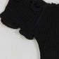 Malibu Dreams Lace-Up Front Lettuce Hem Off-Shoulder Knit Top