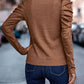 Full Size Decorative Button Puff Sleeve T-Shirt