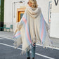 One Size Color Block Fringe Detail Poncho