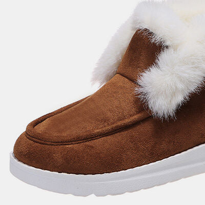 Toshia Lynn Furry Suede Ankle Snow Boots