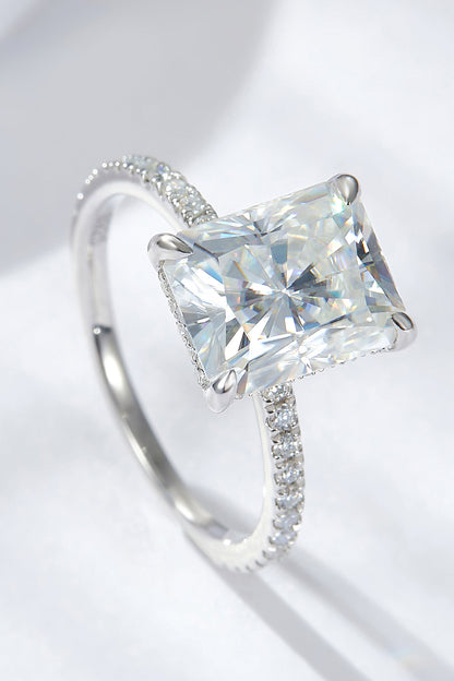 Women's 4 Carat Moissanite 4-Prong Side Stone Ring