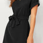 Tied Notched Short Sleeve Dress
