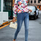 Printed Tie Neck Long Sleeve Blouse