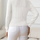 AuroraBlissX V-Neck Long Sleeve Eyelet Knit Top