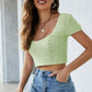 Lace-Up Openwork Square Neck Sweater