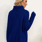 Slit Turtleneck Dropped Shoulder Sweater