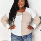 Double Take Khaki Color Block Exposed Seam Top