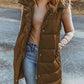 Full Size Longline Hooded Sleeveless Puffer Vest