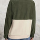 Ribbed Color Block Half Button Sweatshirt